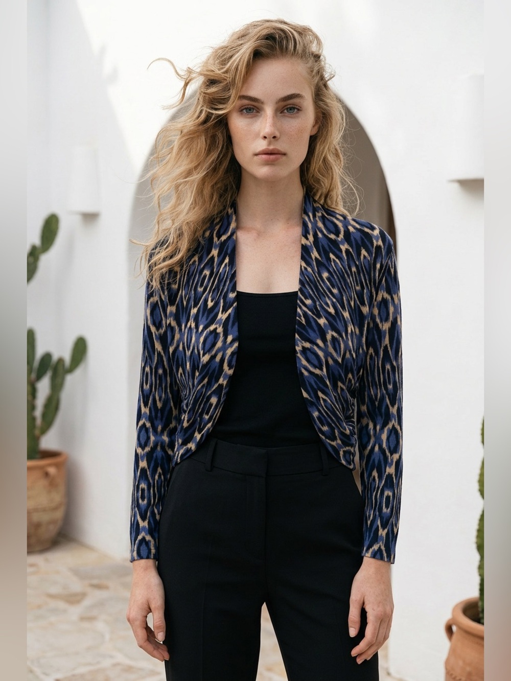 Jessica Patterned Crop Top- Size Extra Small